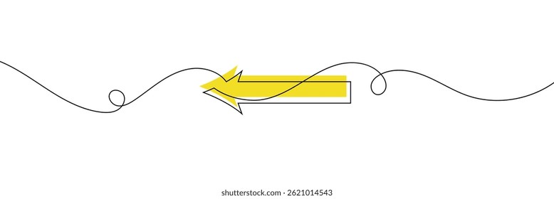 Arrow pointing right and Left, line continuous drawing vector. One line Arrow pointing right, vector background. Arrow pointing right, icon. Continuous outline of a Arrow pointing right. EPS 10 .