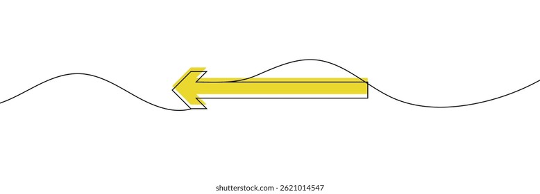 Arrow pointing right and Left, line continuous drawing vector. One line Arrow pointing right, vector background. Arrow pointing right, icon. Continuous outline of a Arrow pointing right. EPS 10 .