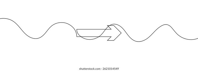 Arrow pointing right and Left, line continuous drawing vector. One line Arrow pointing right, vector background. Arrow pointing right, icon. Continuous outline of a Arrow pointing right. EPS 10 .