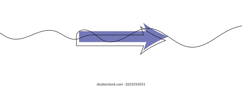 Arrow pointing right and Left, line continuous drawing vector. One line Arrow pointing right, vector background. Arrow pointing right, icon. Continuous outline of a Arrow pointing right. EPS 10 .