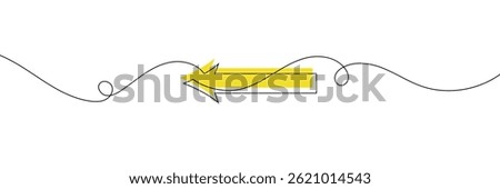 Arrow pointing right and Left, line continuous drawing vector. One line Arrow pointing right, vector background. Arrow pointing right, icon. Continuous outline of a Arrow pointing right. EPS 10 .
