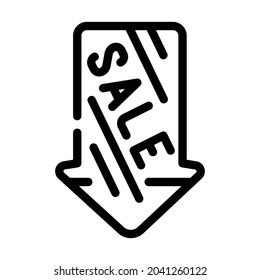 arrow pointing sale line icon vector. arrow pointing sale sign. isolated contour symbol black illustration