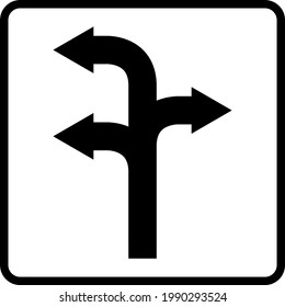 Arrow pointing in three directions. Road navigation