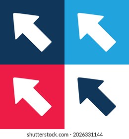 Pfeil nach oben Links Blau und Rot vier Farben minimale Icon-Set