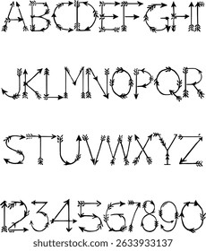 Arrow Pointing typography font lettering ABC cartoon vector text