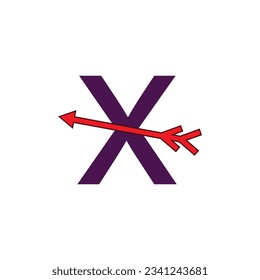 an arrow pointing to the x symbol on a white background