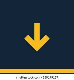 Arrow points to the down icon.