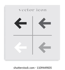 Arrow points to the left flat black and white vector icon.