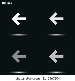 Arrow points to the left flat grayscale vector icon.