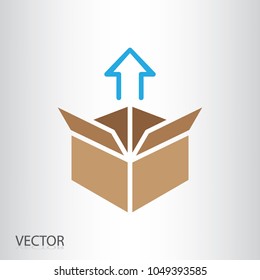 arrow points out of the box icon - cardboard box symbol - delivery concept, sign vector illustration of Eps10