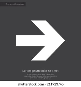 arrow premium illustration icon, isolated, white on dark background, with text elements 
