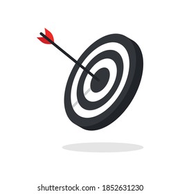 The arrow presses the target button., Focusing on goals, success, successful investment, successful business strategy, targeted investment strategies, icon illustrations and vector