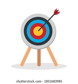 The arrow presses the target button., Focusing on goals, success, successful investment, successful business strategy, targeted investment strategies, icon illustrations and vector