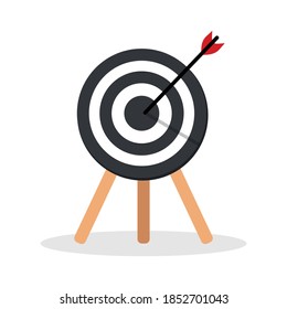 The arrow presses the target button., Focusing on goals, success, successful investment, successful business strategy, targeted investment strategies, icon illustrations and vector