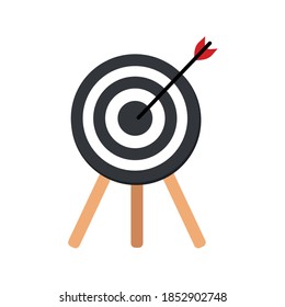 The arrow presses the target button., Focusing on goals, success, successful investment, successful business strategy, targeted investment strategies, icon illustrations and vector