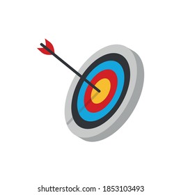 The arrow presses the target button., Focusing on goals, success, successful investment, successful business strategy, targeted investment strategies, icon illustrations and vector