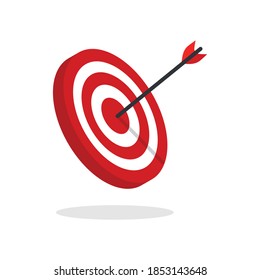 The arrow presses the target button., Focusing on goals, success, successful investment, successful business strategy, targeted investment strategies, icon illustrations and vector