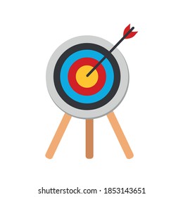 The arrow presses the target button., Focusing on goals, success, successful investment, successful business strategy, targeted investment strategies, icon illustrations and vector