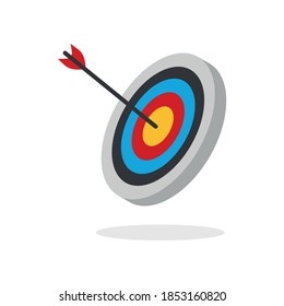 The arrow presses the target button., Focusing on goals, success, successful investment, successful business strategy, targeted investment strategies, icon illustrations and vector