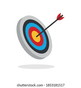 The arrow presses the target button., Focusing on goals, success, successful investment, successful business strategy, targeted investment strategies, icon illustrations and vector