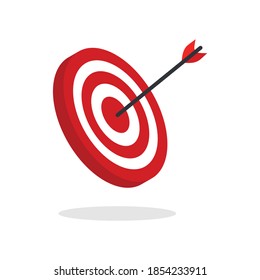 The arrow presses the target button., Focusing on goals, success, successful investment, successful business strategy, targeted investment strategies, icon illustrations and vector