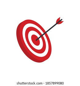 The arrow presses the target button., Focusing on goals, success, successful investment, successful business strategy, targeted investment strategies, icon illustrations and vector