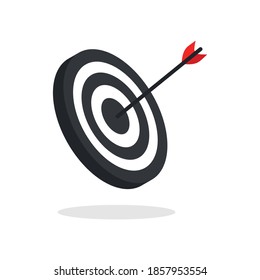 The arrow presses the target button., Focusing on goals, success, successful investment, successful business strategy, targeted investment strategies, icon illustrations and vector