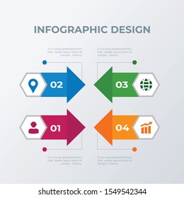 Arrow process infographic template design. Business concept infograph with 4 options, steps or processes. Vector visualization can be used for workflow layout, diagram, annual report, web