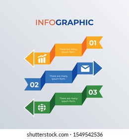 Arrow process infographic template design. Business concept infograph with 3 options, steps or processes. Vector visualization can be used for workflow layout, diagram, annual report, web