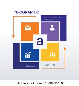 Arrow processed infographic template design. Business concept info graph with 4 icons, options, steps or processes. Vector visualization can be used for workflow layout, diagram, annual report, web