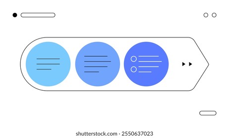 Flecha con las etapas del proyecto. Barra de progreso y línea de tiempo. Elemento infográfico. Gráficos planos. Plantilla de diapositivas de presentación. Archivo de Vector.