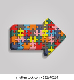 Arrow puzzle concept on gray background. Vector illustration