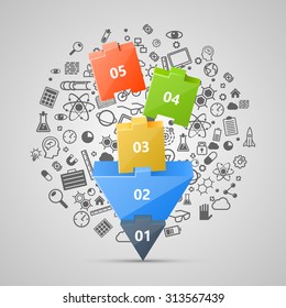Arrow puzzle, icon set. Vector illustration