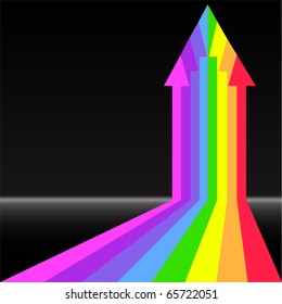 arrow from the rainbow stripes on a black background
