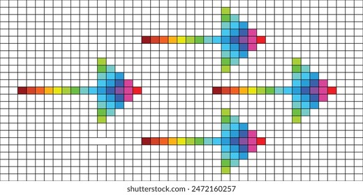 Arrow rainbow vector design. Arrow direction pointer multi color point to the right.