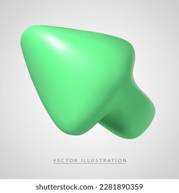 Arrow in realistic 3d in plastic style, isolated on background. Vector illustration.