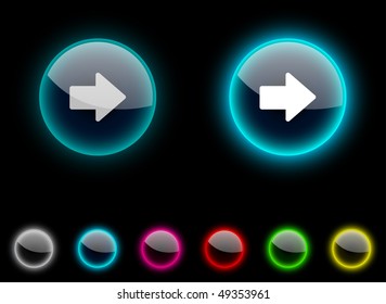Iconos realistas de flecha. Botones vacíos incluidos.