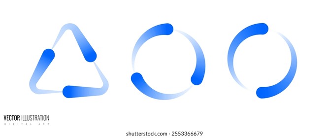 Conjunto de reciclaje de flechas Conceptos abstractos de reutilización de iconos aislados sobre fondo blanco, línea de dirección de flechas que representa el reciclaje y el efecto de pasos, Ilustración vectorial circular de iconos