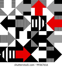 Arrow Red, Black, White Seamless Pattern