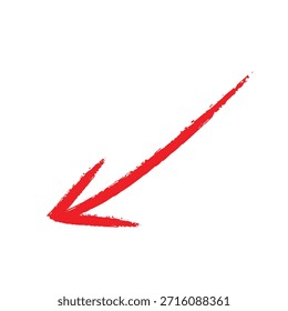 flecha, flecha roja, flecha hacia abajo, flecha izquierda, dirección, apuntar, símbolo, gráfico, diseño, Vector, icono, signo, movimiento, pincelada, dibujado a mano, texturizado, negrita, simple, minimalista, contraste, información, advertencia, elección, foco, tendencia, abajo, izquierda, rojo, blanco, aislado