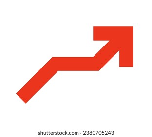 Arrow up red editable icon, growing chart, success graph simple outline flat style vector illustration.