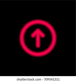 Up arrow red glowing neon ui ux icon. Glowing sign logo vector