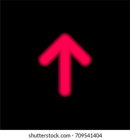 Up arrow red glowing neon ui ux icon. Glowing sign logo vector