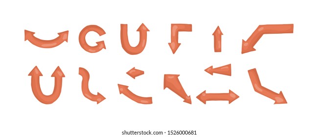 Arrow red icons set. Vector illustration. Cursors sign collection
