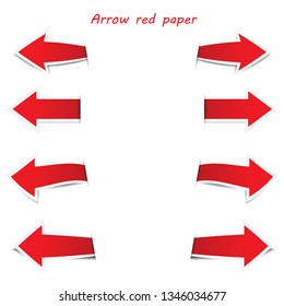 Arrow red paper on white background