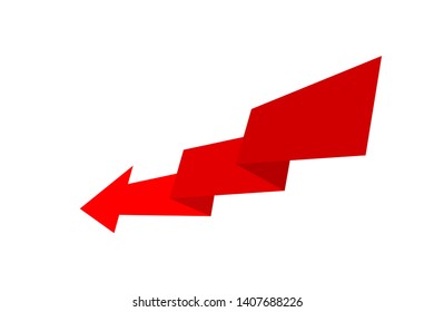 arrow red pointing down icon isolated on white background, graphic red arrow flat symbol, red arrow pointing down for clip art, illustration arrow logo