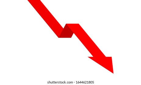 arrow red pointing down icon isolated on white background, graphic red  arrow flat symbol, red arrow modern pointing up for clip art, illustration arrow logo for direction business chart