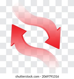 Arrow red wave 3D on grey checkered background vector illustration.