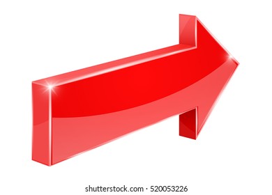 Arrow. Red web 3d icon. Vector illustration isolated on white background