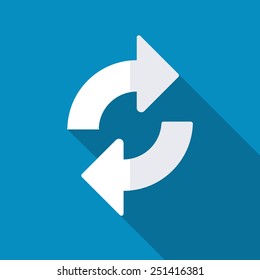 Arrow refresh icon. Modern design flat style icon with long shadow effect